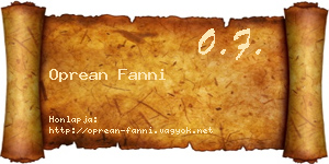 Oprean Fanni névjegykártya
